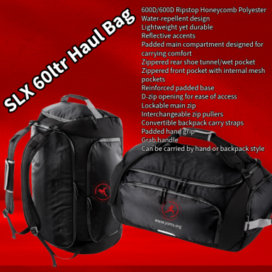 SLX 60-litre haul bag with multiple compartments and adjustable straps.